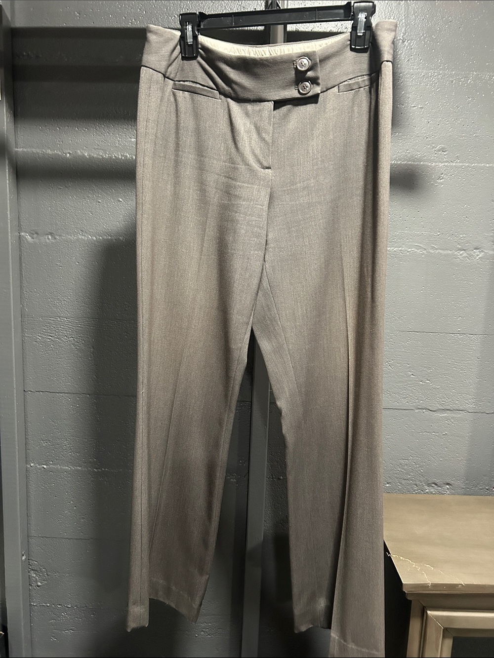 Worthington Taupe Straight-Leg Dress Trousers with Button Waist